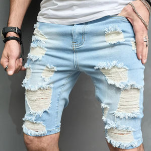 Men's Casual Summer Multi-Wear Design Denim Shorts Solid Color Straight Leg 100% Cotton for Youth - Product Image 4