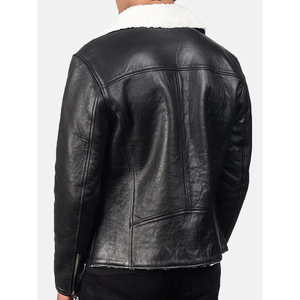 Heavyweight Comfortable Material Unique Style <b>Shearling</b> Leather <b>Jacket</b> Waterproof Custom Logo Regular Size Leather <b>Jacket</b> - Product Image 6