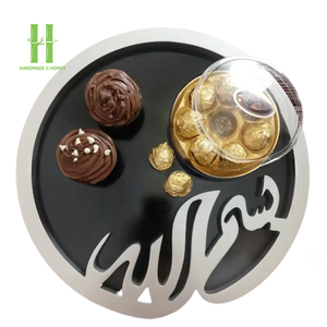 Plateau de service rond en laque le plus vendu OEM avec assiettes à vaisselle pour la décoration de table Plateau de service du Ramadan fait à la main du Vietnam - Product Image 1