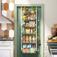 Étagère de rangement suspendue au-dessus de la porte, sans perçage, installation facile, multi-niveaux, gain de place, panier organisateur de porte