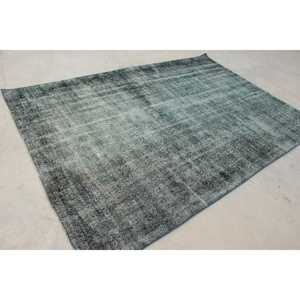 Alfombra Vintage de 6.6x9.5 pies, Alfombra Turca de Lana Azul Abstracta - Product Image 3