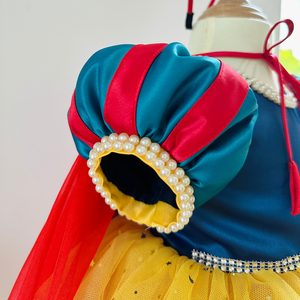 Cape à trois niveaux de haute qualité grande taille OEM ODM bébé fille Costume de style fête 2 dessin animé neige blanche Princes robe du Vietnam - Product Image 5