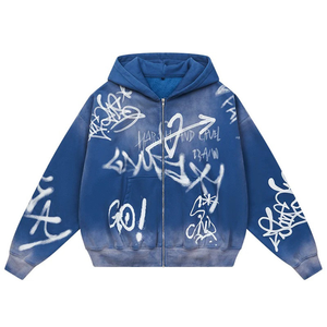 Sweat-shirt vintage surdimensionné à épaules tombantes, peinture au pistolet 500GSM, effet délavé au soleil, streetwear, logo personnalisé, fabricant OEM - Product Image 1