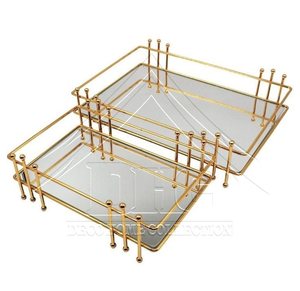 Luxury Gold Metal Geometric <b>Mirror</b> Tray Decorative Glass Cosmetic Organizer Vanity Tray for Jewelry Perfume Wedding Centerpiece - Product Image 4