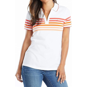 เสื้อยืดโปโลผู้หญิงคุณภาพสูงธรรมดาแขนสั้นลายทางเสื้อลำลองเข้ารูปใส่ทำงาน - Product Image 1