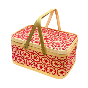 Cestas de Almacenamiento Rectangulares de Bambú Tejidas a Mano de Estilo Vintage con Diseños Florales, Organizador de Almacenamiento Hecho a Mano en Vietnam - Product Image 1