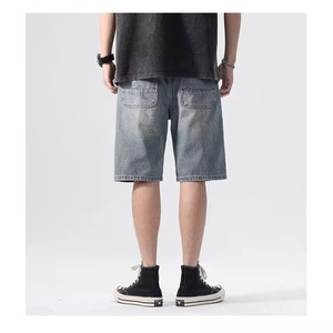 Nueva llegada moda tendencia 2025 verano Casual hombres pantalones cortos Jeans sueltos media cintura Streetwear recto 100% algodón sólido - Product Image 2