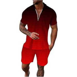 2024 nouvelle mode Logo personnalisé vêtements de sport d'été chemise et short de course hommes coton personnalisé hommes ensemble court en gros - Product Image 2