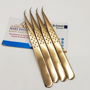 Pinzas de Fibra con Punta de Plasma Dorada, Pinzas Curvas en J de Acero Inoxidable para Extensiones de Pestañas, Pinzas para Pestañas en Abanico, Pinzas de Aislamiento - Product Image 3