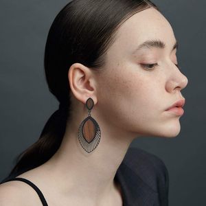 Wooden Earrings for Women - Big Round <b>Circle</b> Geometric <b>Wood</b> Drop Dangle Hook Earrings Dangle Lightweight Drop Bohemian Pendant - Product Image 2