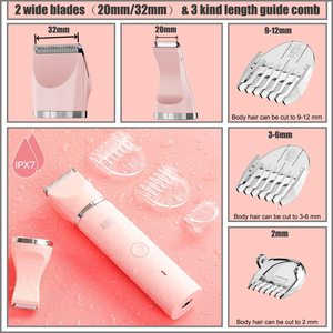 Tondeuse électrique 2-en-1 pour le corps féminin, rasoir portable étanche avec 2 têtes de coupe, épilation indolore, alimentation par piles - Product Image 1