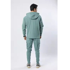 Conjunto de chándal deportivo de dos piezas para hombre de moda de invierno 100% algodón polar Casual cuello alto con capucha deportes chándal Plus - Product Image 6