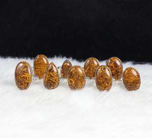 Anillo de declaración de jaspe Mariam Natural, regalo de cumpleaños Chapado en plata para esposa, lote de joyería de boda elegante - Product Image 6