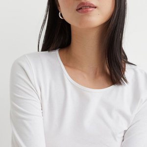 Camisetas de Manga Larga Personalizadas para Mujer, Cuello Redondo, Blusas Blancas de Moda, Camisa Blanca Elegante y Transpirable, Camisetas de Manga Larga para Mujer - Product Image 2