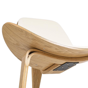 Contemporary Curved Lounge <b>Chair</b> with Wooden Frame and <b>White</b> Cushion for Ultimate Relaxation - Product Image 4