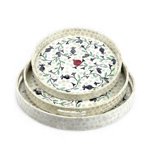 Juego de 3 Bandejas de Nácar Hechas a Mano, Bandeja de Servicio Natural de Concha para Mesa de Centro, Hechas Directamente en Vietnam - Product Image 3