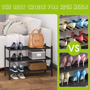 3-Tier Wooden Shoe Rack Premium Stackable Shoe Shelf Storage Organizer for Hallway Closet Living Room Entryway Slipper Organizer - Product Image 5