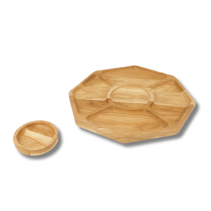 Tabla de servir octogonal de madera de roble de 35 cm con cuenco, acabado con aceite vegetal, tabla para queso y aperitivos, logotipo personalizado - Product Image 3