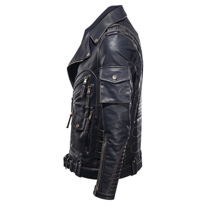 Customizable Men's Designer <b>Jacket</b> in Plus Size Embossed Logo Pure Leather with <b>Canvas</b> Fabric Customizable Logo Designer Blank - Product Image 4