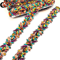 Applique de strass en résine multicolore thermocollante pour costumes de scène, défilés, carnavals et garnitures décoratives de bijoux