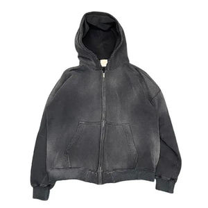 Sweat à capuche surdimensionné pour homme, style streetwear, avec impression de logo personnalisé, broderie, effet délavé à l'acide, fermeture éclair, 100% coton, poids lourd - Product Image 5