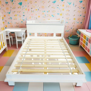 Kids <b>Bed</b> Minimalist <b>White</b> Rubber and MDF <b>Single</b> Frames for Babies and Children - Product Image 3