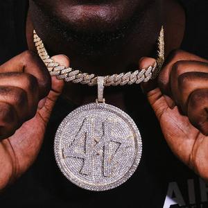 2025 IcedOut Hip Hop Jewelry Bling Letters Disc Big Round moissanite Diamond Rotating Pendant Name Pendant Personalized Necklace - Product Image 4