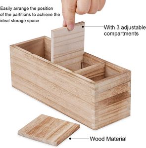 Portalápices de madera para escritorio, organizador de bolígrafos rústicos, 4 compartimentos, suministros de papelería de escritorio multiusos, organizador, soporte para lápices - Product Image 6