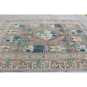Tapis turc vintage surdimensionné 7,7x10,8 pi (235x330 cm), tapis bleu à motifs floraux - Product Image 4