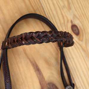 Hot Selling Western Headstall Breastplate Set Hand Tooled Floral Beaded Brass SS Fitting for Horse Riding - Product Image 5