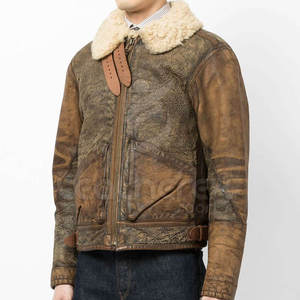 Hàng Mới Về Áo Khoác Da Đi Xe Máy Dày Ấm Mùa Đông Lông Giả Cho Nam Áo Khoác Da Đi Xe Máy Màu Nâu Đen Cổ Bẻ - Product Image 3