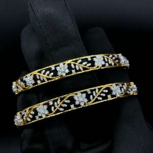 สร้อยข้อมือเพชรแท้ธรรมชาติประดับดอกไม้สีทองสร้อยข้อมือเพชรและกำไลข้อมือ - Product Image 3