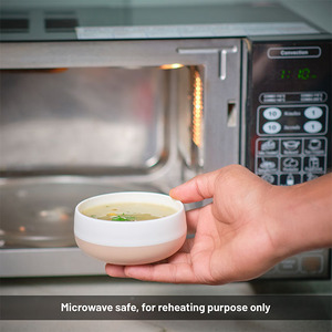 Bol à soupe en plastique PP beige 250ml écologique sans BPA avec cuillère assortie au micro-ondes, lavable au lave-vaisselle, léger et incassable - Product Image 5