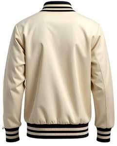 Blouson universitaire unisexe en laine pour l'hiver, en tissu teint, col montant, finition noire, streetwear, softshell, vêtement d'extérieur, logo personnalisé, OEM, vente en gros - Product Image 3