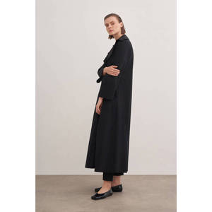 Women's Long Genuine <b>Leather</b> <b>Trench</b> <b>Coat</b> with Pleated Detail and Print Decoration - Product Image 5