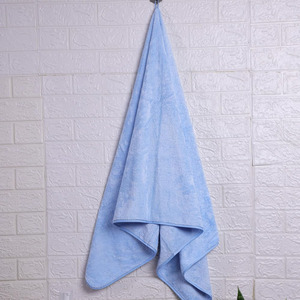Drap de bain en coton teinté éponge 2 cam avec broderie personnalisée 500 GSM couleur bleu moyen 80X200 drap de bain durable en coton avec marque privée - Product Image 3