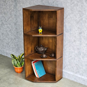 Étagère d'angle moderne à 3 niveaux KGT68024 40x32x99cm en bois d'hévéa, gain de place pour la maison, le bureau, l'atelier, le salon, la chambre - Product Image 4