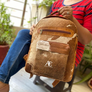New Real Handmade Hair on Hide Fur Leather Backpack Retro Genuine Natural Cowhide Leather Vintage Unisex Casual <b>Work</b> <b>Laptop</b> <b>Bags</b> - Product Image 1