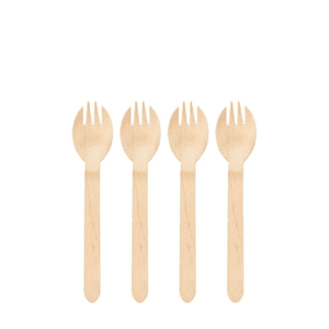 Tenedores de madera desechables Abedul natural saludable Material sostenible de estilo simple ecológico - Product Image 4