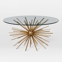 Table basse ronde en métal au design moderne et attrayant avec plateau en aluminium finition laiton antique pour la décoration de la maison et des hôtels