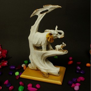 White Resin <b>Elephant</b> Table <b>Decor</b> with Baby for Kids' Rooms Resin <b>Elephant</b> Decorative Showpiece - Product Image 2
