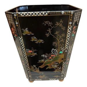 Farmhouse Design With Luxury Standing Metal Trash <b>Bin</b> Decorative Hand Painted Waste Basket Classic Garbage Can & Dustbin - Product Image 6