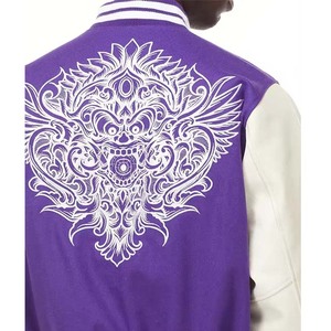 Veste de baseball universitaire pour homme de haute qualité avec broderie personnalisée, manches en cuir, style streetwear élégant - Product Image 6