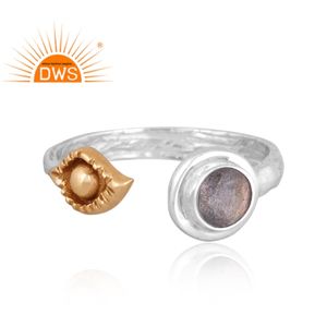 Best Customisez Sterling Silver Natural Labradorite Gemstone <b>Adjustable</b> <b>Ring</b> Custom Jewelry Manufacturer - Product Image 1