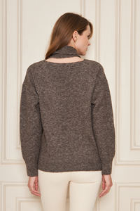 Conjunto de suéter y bufanda de punto oversize con cuello en V para mujer – Elegante y casual, mezcla de lana, ajuste holgado, conjunto de dos piezas para invierno - Product Image 4