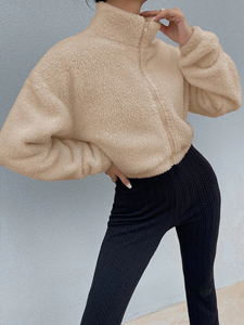 <b>Fleece</b> Jacket Crop Top Embroidered for <b>Women</b> Cold Weather Jacket With Full Customization on Trending - Product Image 2