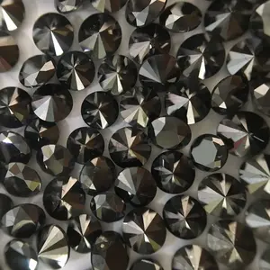 Bulat alami potongan brilian berlian hitam berlian alami perhiasan produsen grosir potongan bulat berlian hitam asli longgar