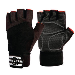 Gants d'haltérophilie demi-doigts avec fermeture à lacets et support de poignet pour l'entraînement sportif et sportif - Product Image 4