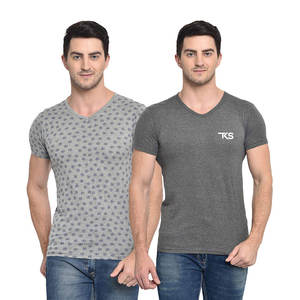 Camiseta ligera de algodón para hombre 100% algodón manga corta suave ajuste relajado verano cuello en V camiseta - Product Image 2