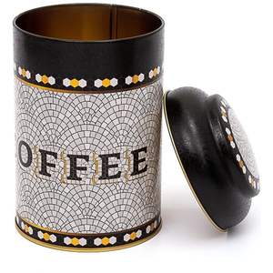 กล่องโลหะทรงกลมลายโมเสกเรขาคณิต Kontensan ER1157D ขนาด 1.2 ลิตร พร้อมฝาโดม สำหรับเก็บแคปซูลกาแฟ - Product Image 1